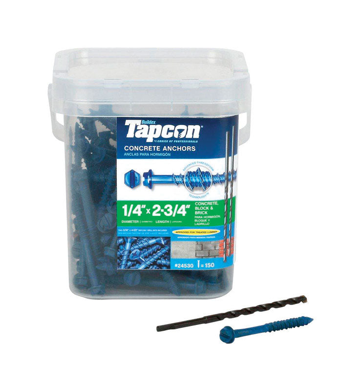 TAPCON - Tapcon 1/4 in. D X 2-3/4 in. L Steel Hex Head Concrete Screw Anchor 150 pk