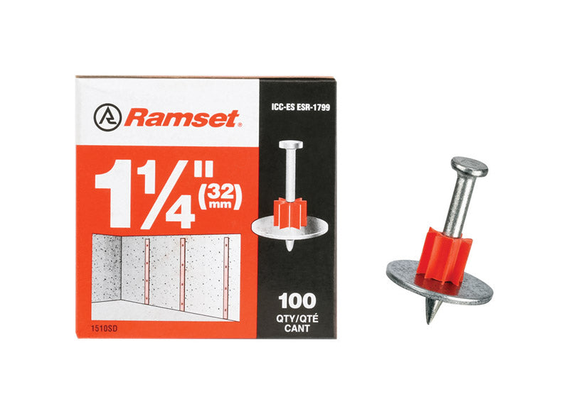 RAMSET - Ramset .3 in. D X 1-1/4 in. L Steel Round Head Drive Pin with Washer 100 pk