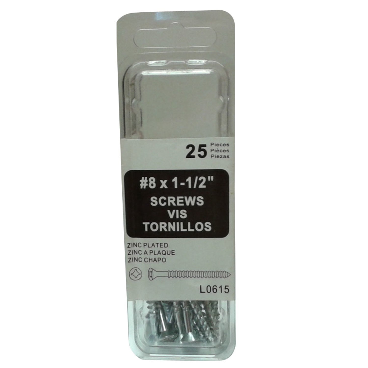 Amerimax No. 8 X 1.5 in. L Zinc-Plated Coarse Wood Screws 25 pk - Case of 20