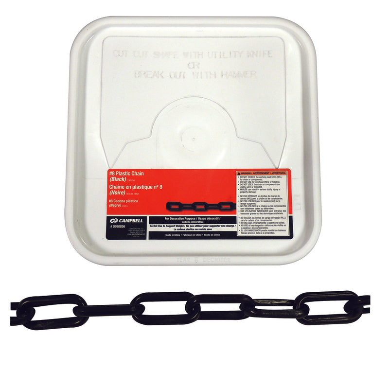 CAMPBELL - Campbell 8 Black Plastic Decorative Chain 0.29 in. D 1.5 in.
