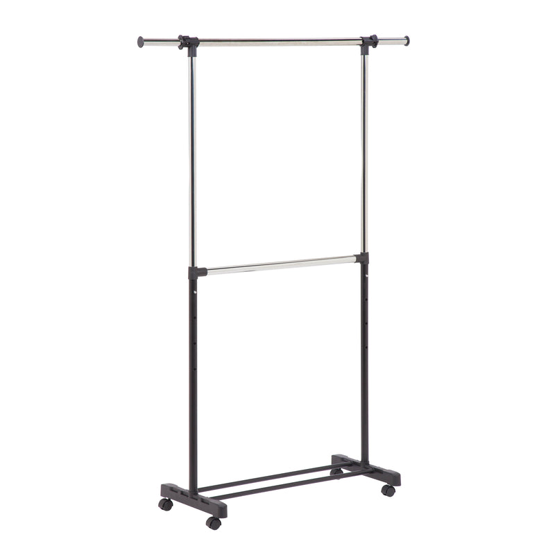 HONEY-CAN-DO - Honey-Can-Do 73 in. H X 60 in. W X 17 in. L Chrome Double Bar Garment Rack