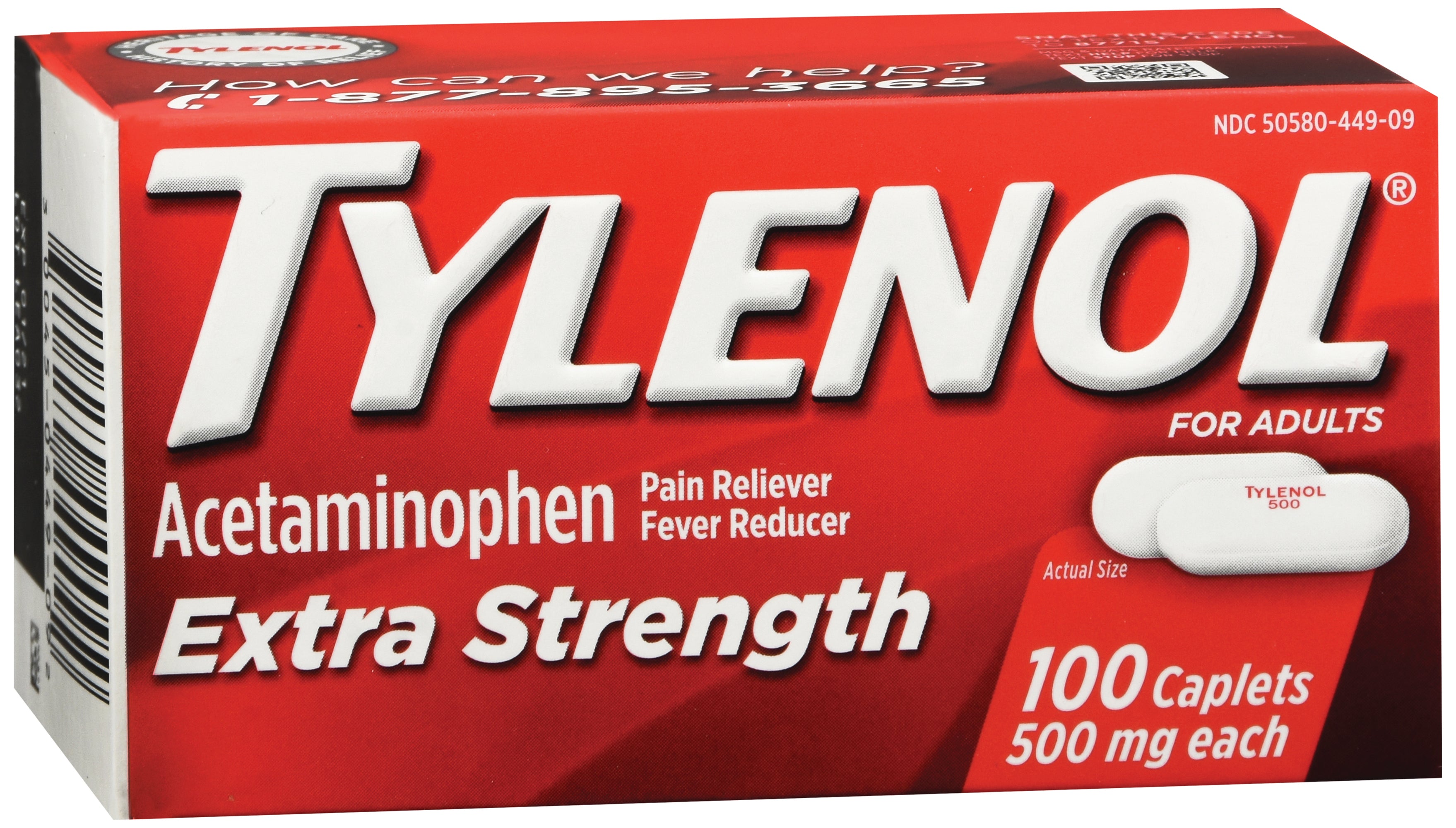 Johnson & Johnson Consumer - Pain Relief Tylenol® 500 mg Strength Acetaminophen Caplet 100 per Box [1/BX]