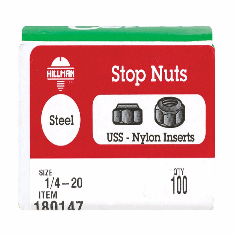 HILLMAN - Hillman Zinc-Plated Steel USS Nylon Lock Nut 100 pk