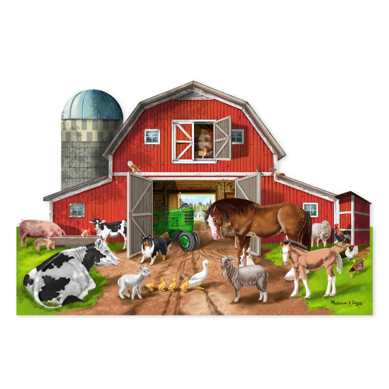 MELISSA & DOUG - Busy Barn Yard Shaped Floor Puzzle - 32 Pieces