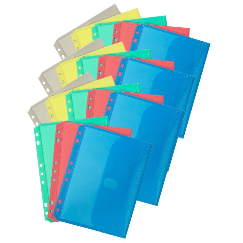 C-LINE - Mini Size Binder Pocket, Side Loading, Assorted, Pack of 18