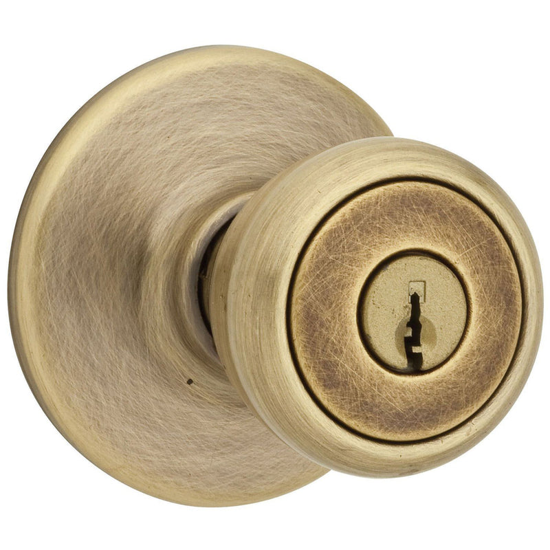 KWIKSET - Kwikset Tylo Antique Brass Entry Knobs 1-3/4 in.