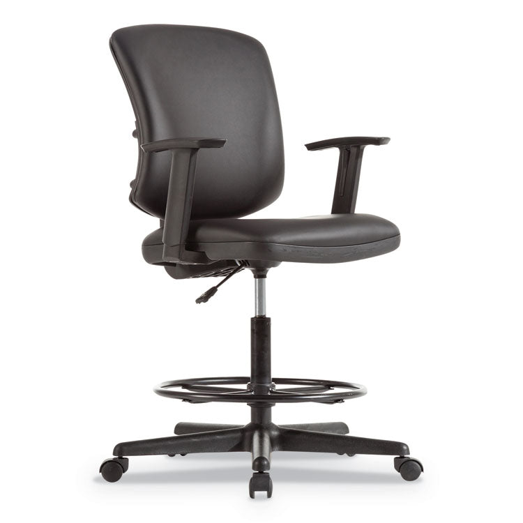 Alera - Alera Everyday Task Stool, Bonded Leather Seat/Back, Supports Up to 275 lb, 20.9" to 29.6" Seat Height, Black