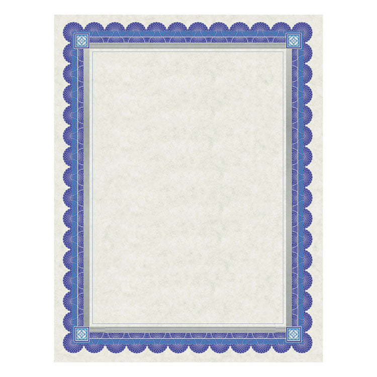 Southworth - Parchment Certificates, Academic, 8.5 x 11, Ivory with Blue/Silver Foil Border, 15/Pack