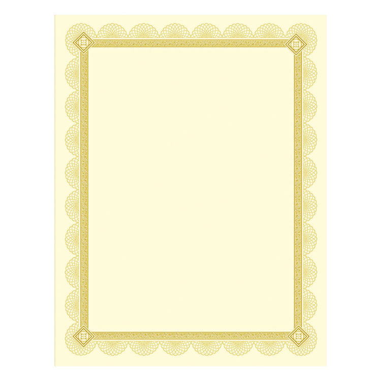 Southworth - Premium Certificates, 8.5 x 11, Ivory/Gold with Spiro Gold Foil Border,15/Pack