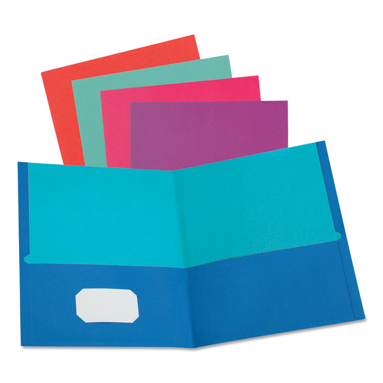 Oxford - Twisted Twin Textured Pocket Folders, 100-Sheet Capacity, 11 x 8.5, Assorted Solid Colors, 10/Pack