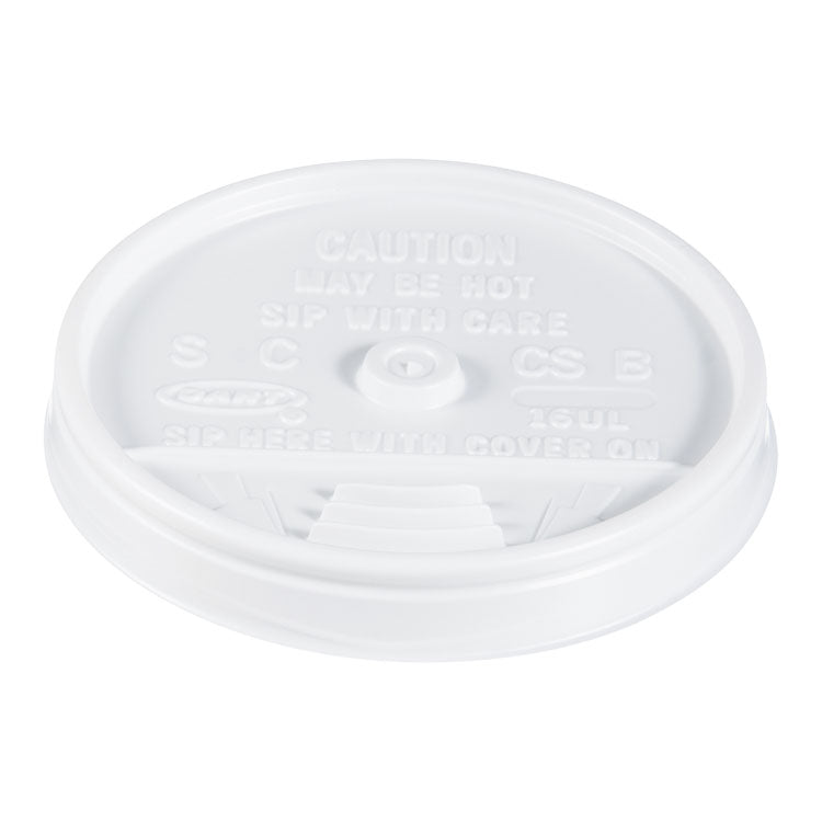 Dart - Plastic Lids, Fits 12 oz to 24 oz Hot/Cold Foam Cups, Sip-Thru Lid, White, 100/Pack, 10 Packs/Carton