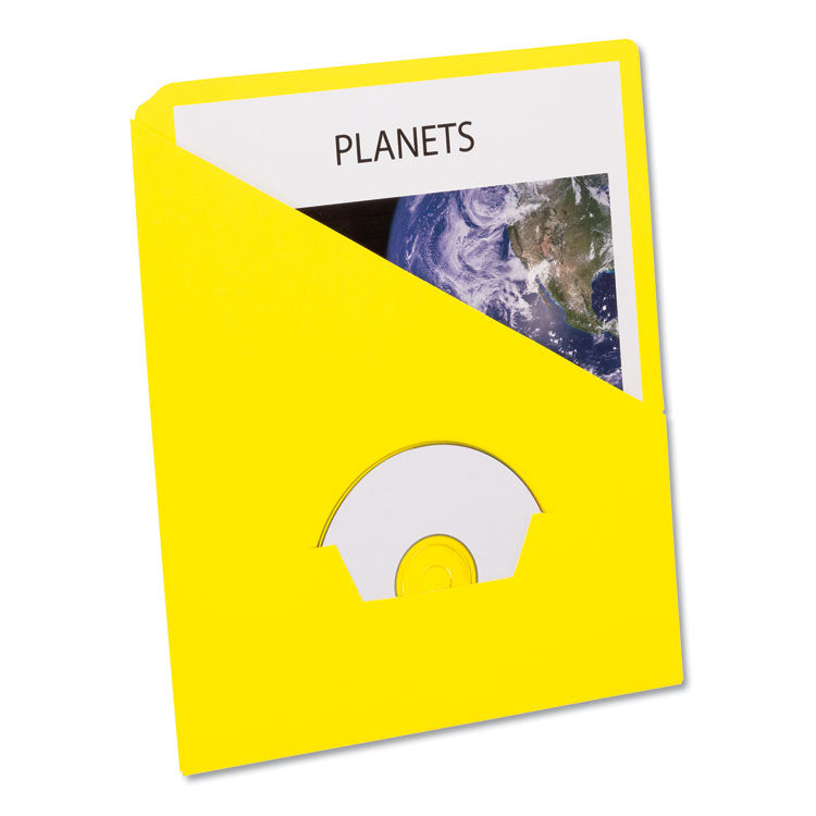 Pendaflex - Slash Pocket Project Folders, 3-Hole Punched, Straight Tab, Letter Size, Yellow, 25/Pack