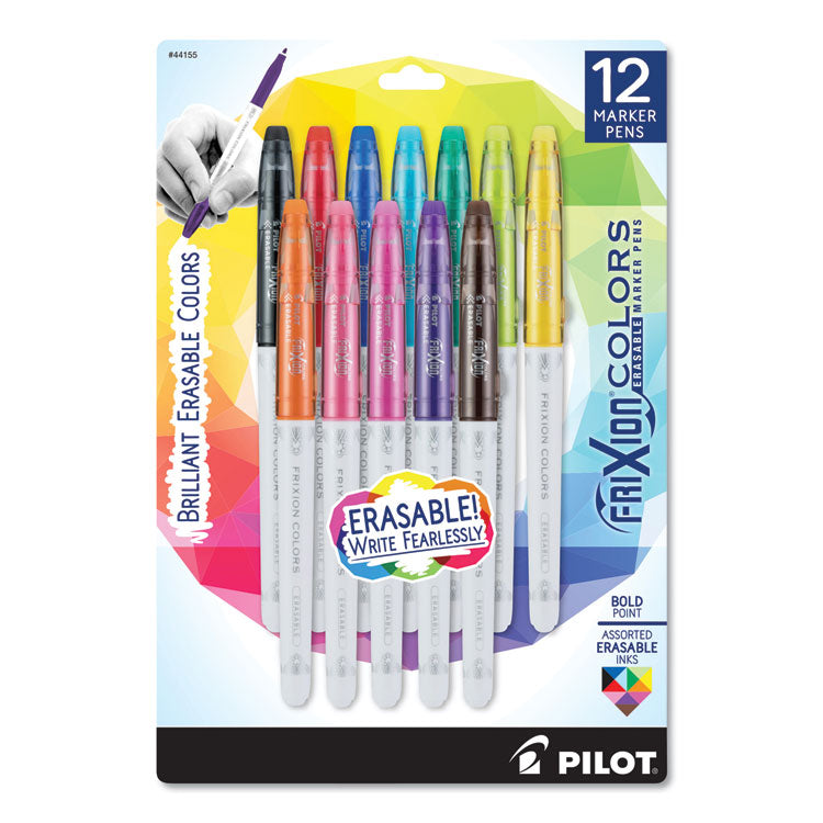 Pilot - FriXion Colors Erasable Porous Point Pen, Stick, Bold 2.5 mm, Assorted Ink and Barrel Colors, 12/Pack