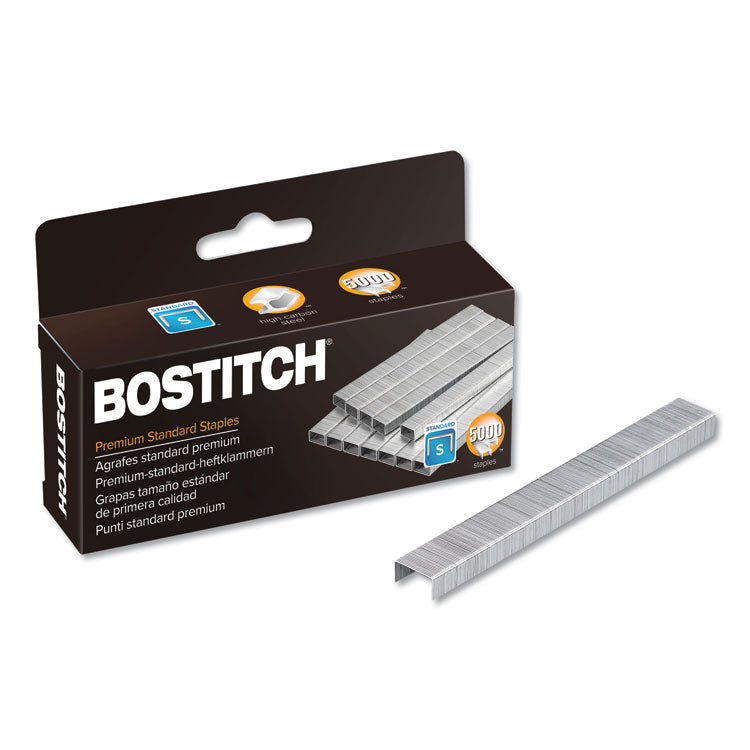 Bostitch - Premium Standard Staples, 0.25" Leg, 0.5" Crown, Steel, 5,000/Box