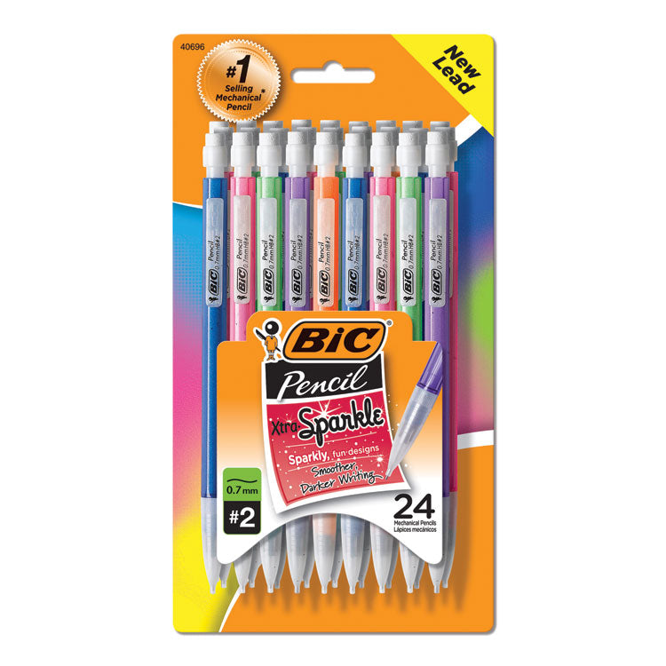 BIC - Xtra-Sparkle Mechanical Pencil Value Pack, 0.7 mm, HB (#2.5), Black Lead, Assorted Barrel Colors, 24/Pack