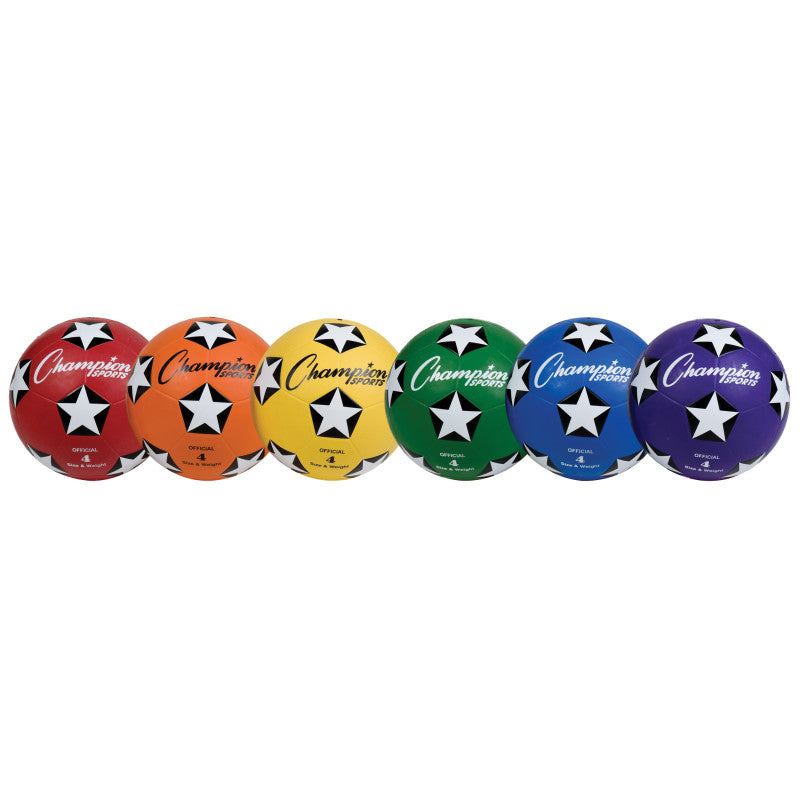 CHAMPION SPORTS - Rubber Cover Soccer Ball, Size 4, Set of 6