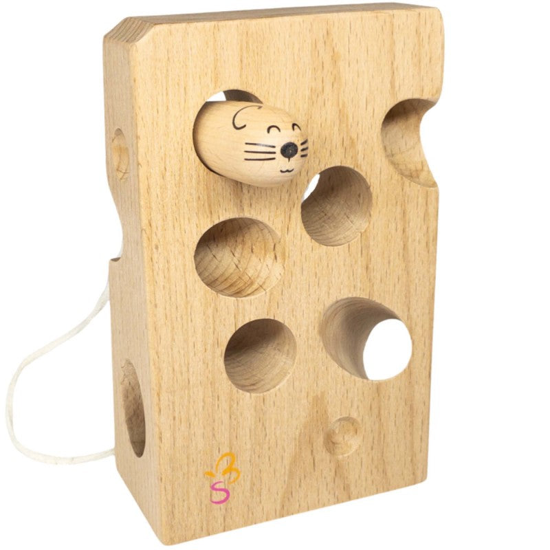 EXTASTICKS - Cheesalino Wooden Lacing Toy (Cheese And Mouse)