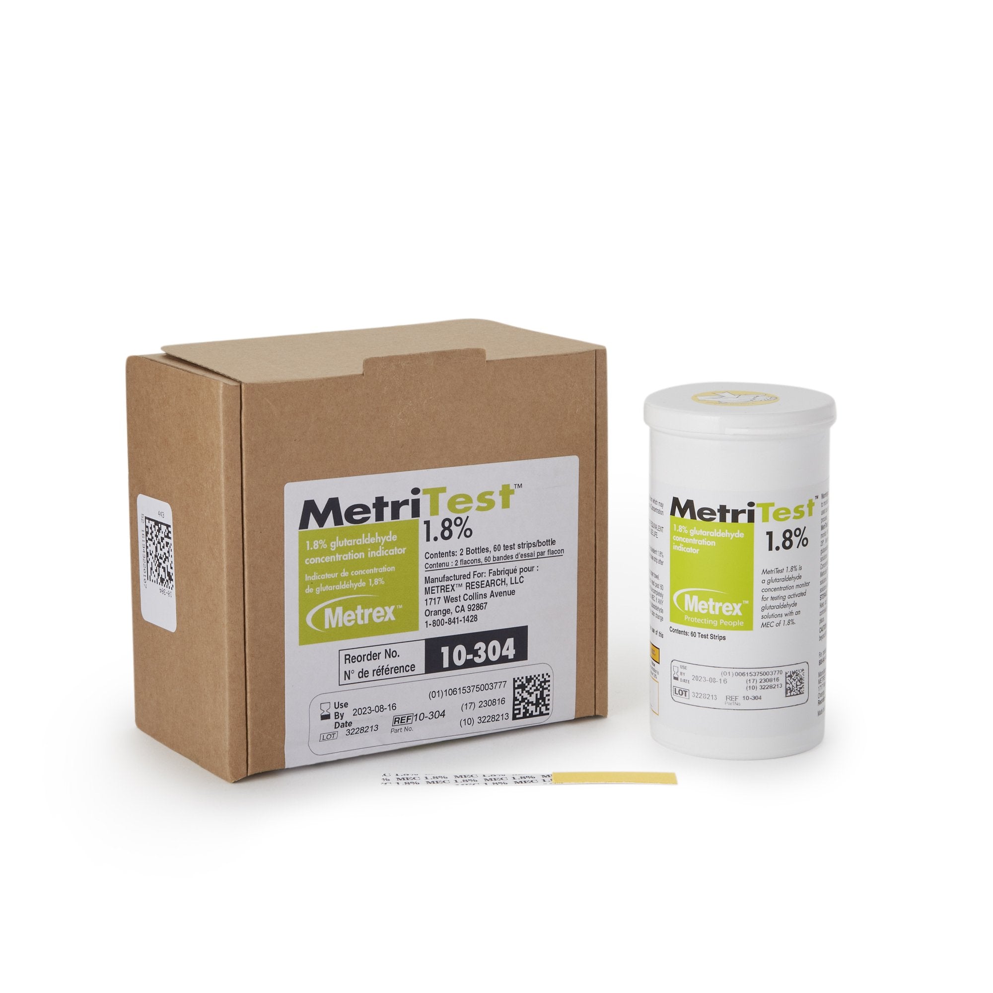 Metrex Research - Glutaraldehyde Concentration Indicator MetriTest™ 1.8% Pad 60 Test Strips Bottle Single Use [60/BT]