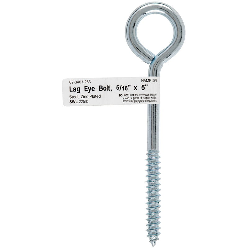 HAMPTON - Hampton 5/16 in. X 5 in. L Zinc-Plated Steel Lag Thread Eyebolt - Case of 10