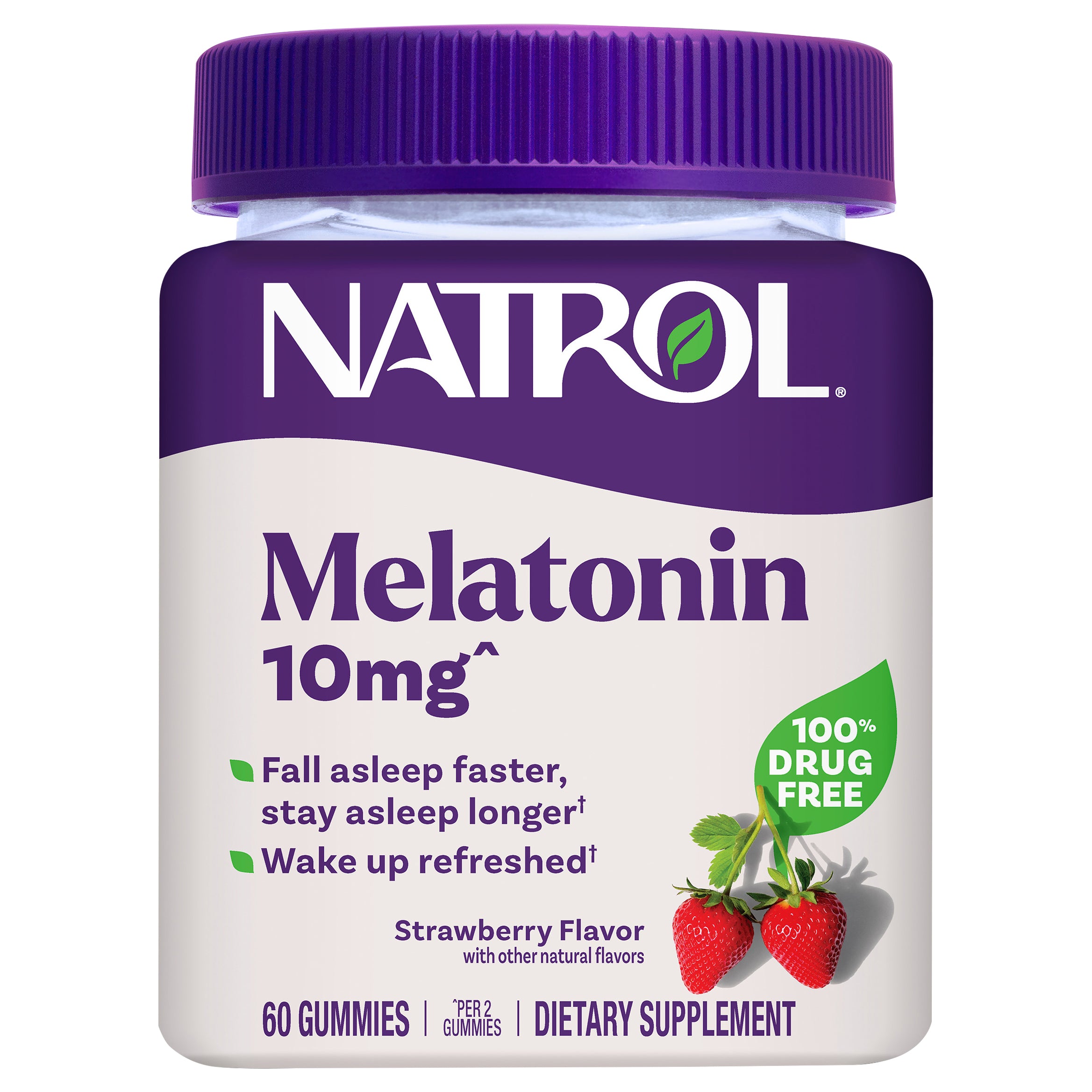 Natrol Melatonin Gummies, Sleep Support for Adults, 10 mg Melatonin Supplement for Sleeping, 60 Strawberry-Flavored Gummies, Up to a 30 Day Supply - Case of 1
