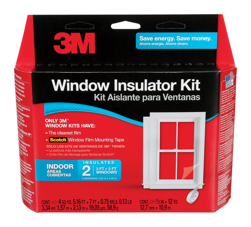 3M - 3M Clear Indoor Window Film Insulator Kit 60 in. W X 36 in. L