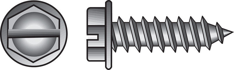 HILLMAN - Hillman No. 7 X 1/2 in. L Slotted Hex Washer Head Sheet Metal Screws 100 pk