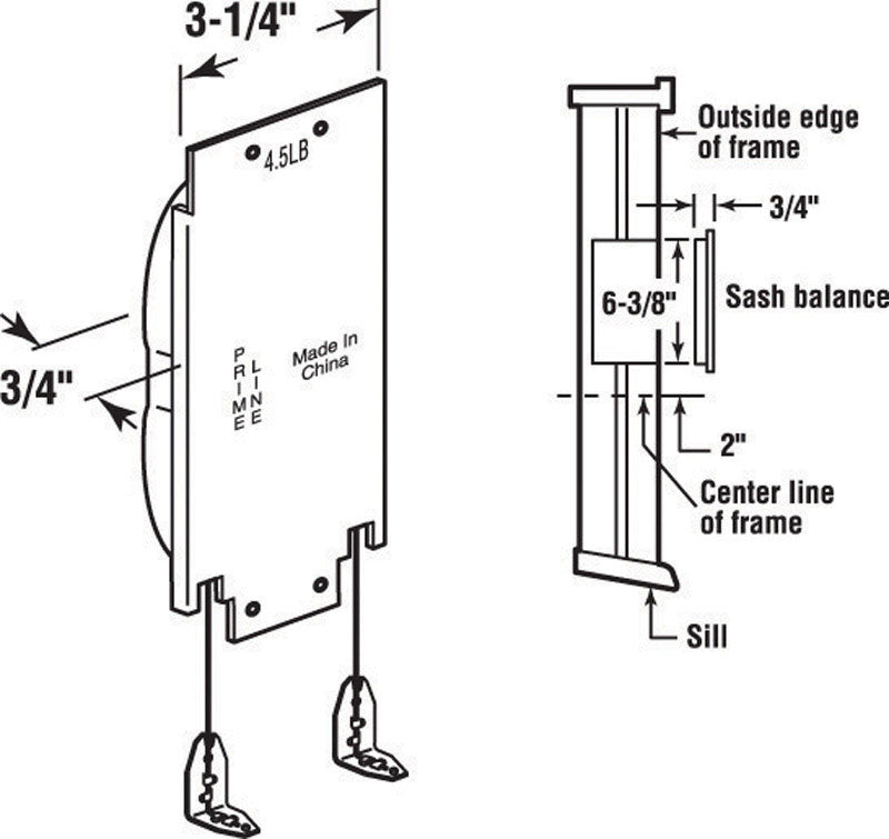 PRIME-LINE - Prime-Line Silver Steel Sash Balance 0.75 in. H X 3-1/4 in. W X 6-3/8 in. L 1 pk [H3630]