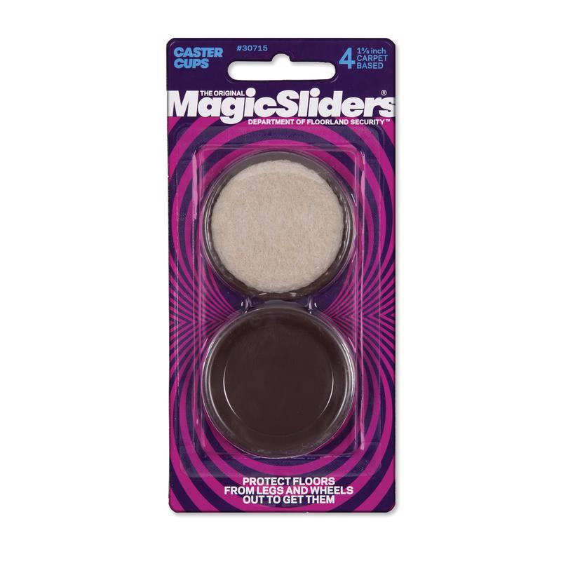MAGIC SLIDERS - Magic Sliders Plastic Caster Cup Brown Round 1-5/8 in. W X 1-5/8 in. L 4 pk - Case of 6