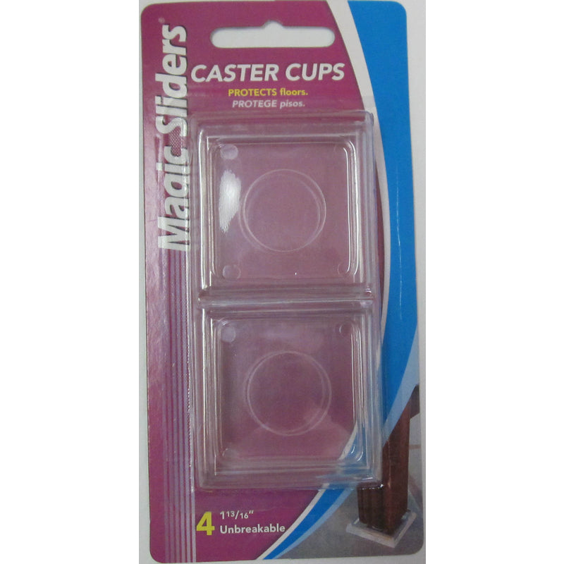MAGIC SLIDERS - Magic Sliders Plastic Caster Cup Clear Square 1-13/16 in. W X 1-13/16 in. L 4 pk - Case of 6