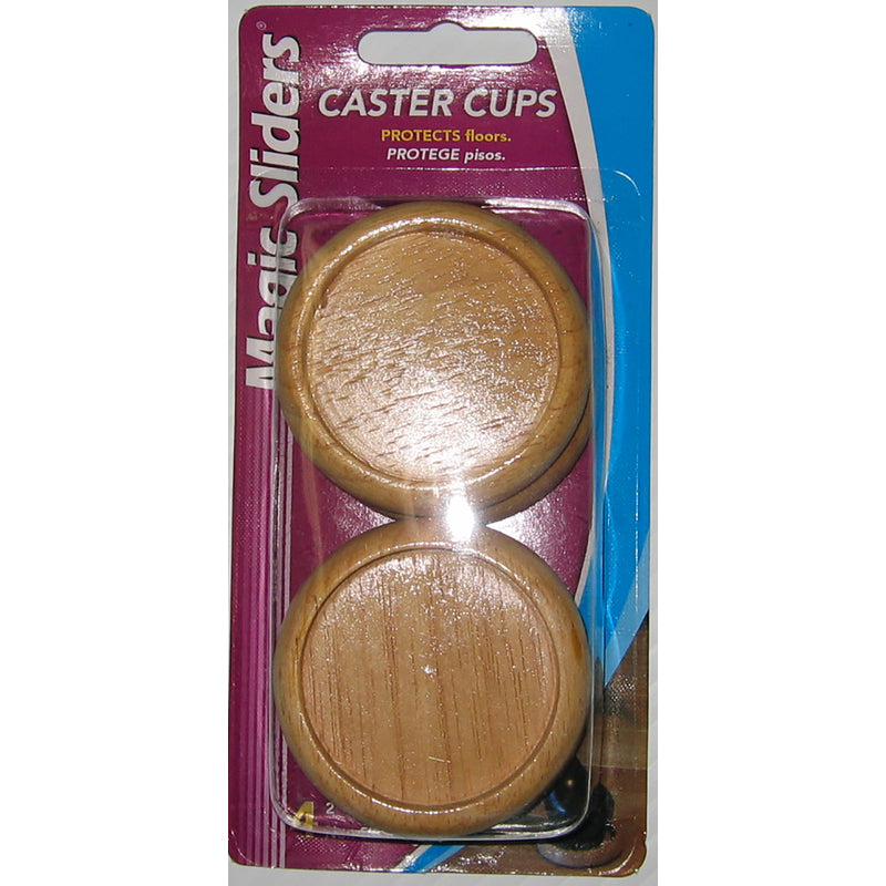 MAGIC SLIDERS - Magic Sliders Plastic Caster Cup Oak Round 2 in. W X 2 in. L 4 pk
