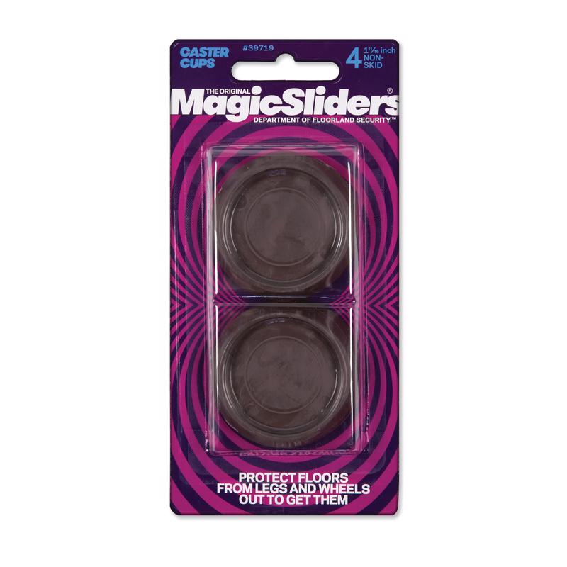 MAGIC SLIDERS - Magic Sliders Plastic Caster Cup Brown Round 1-11/16 in. W X 1-11/16 in. L 4 pk - Case of 6