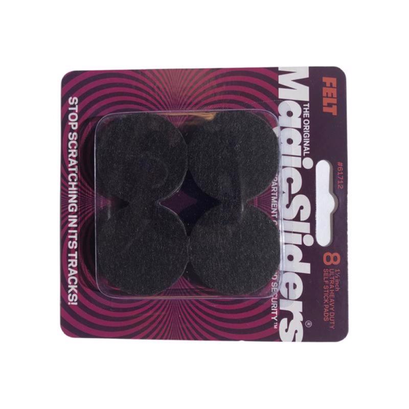 MAGIC SLIDERS - Magic Sliders Felt Self Adhesive Protective Pad Brown Round 1.5 in. W X 1.5 in. L 8 pk - Case of 6
