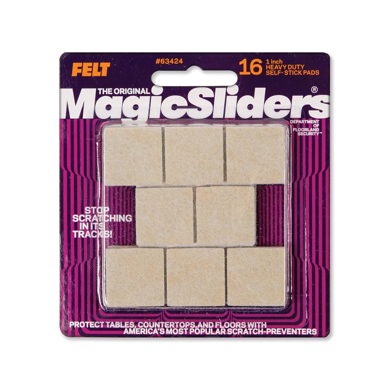 MAGIC SLIDERS - Magic Sliders Felt Self Adhesive Caster Cup Oatmeal Square 1 in. W X 1 in. L 16 pk - Case of 6