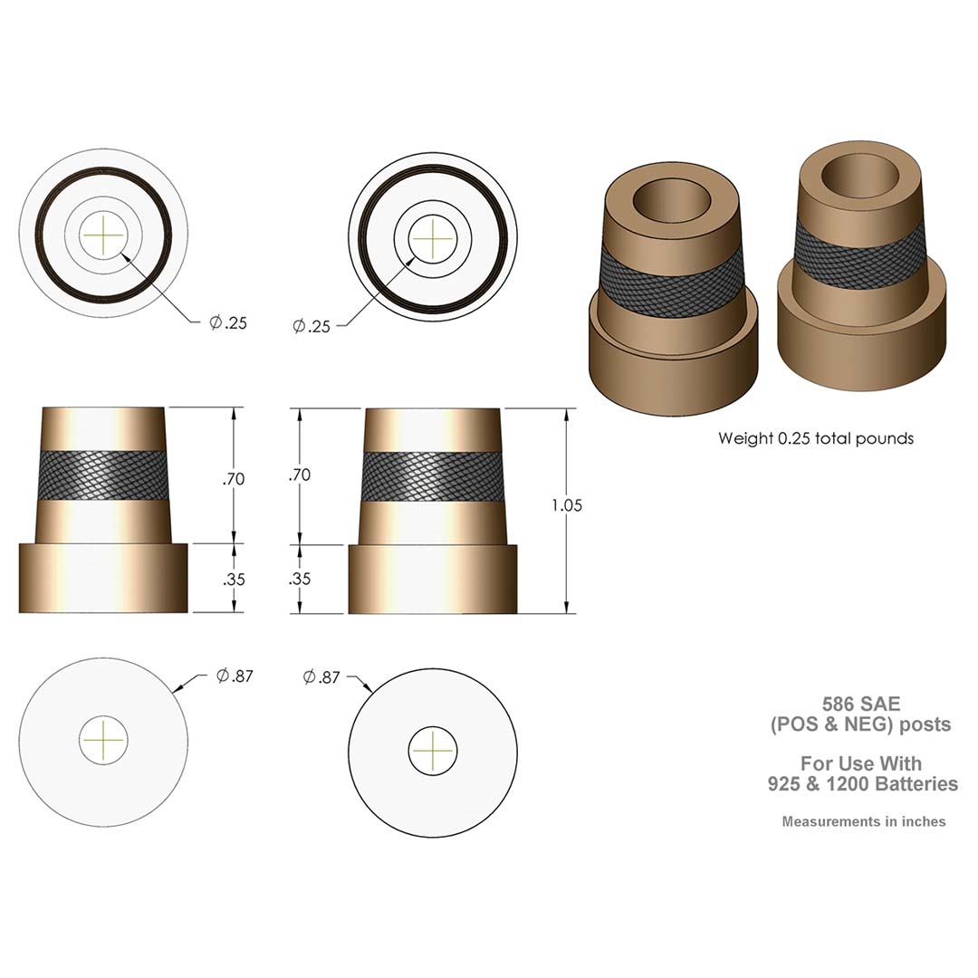 XS Power Tall Brass Post Adaptors M6