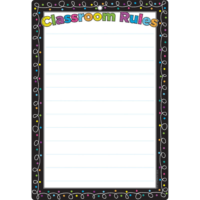 Smart Poly™ Chart, 13" x 19", Chalk Dots with Loops Classroom Rules, w/Grommet