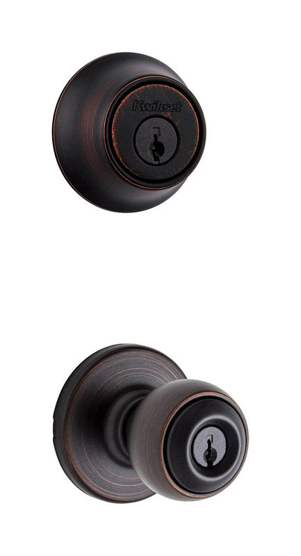 KWIKSET - Kwikset Polo Venetian Bronze Entry Knob and Single Cylinder Deadbolt 1-3/4 in.