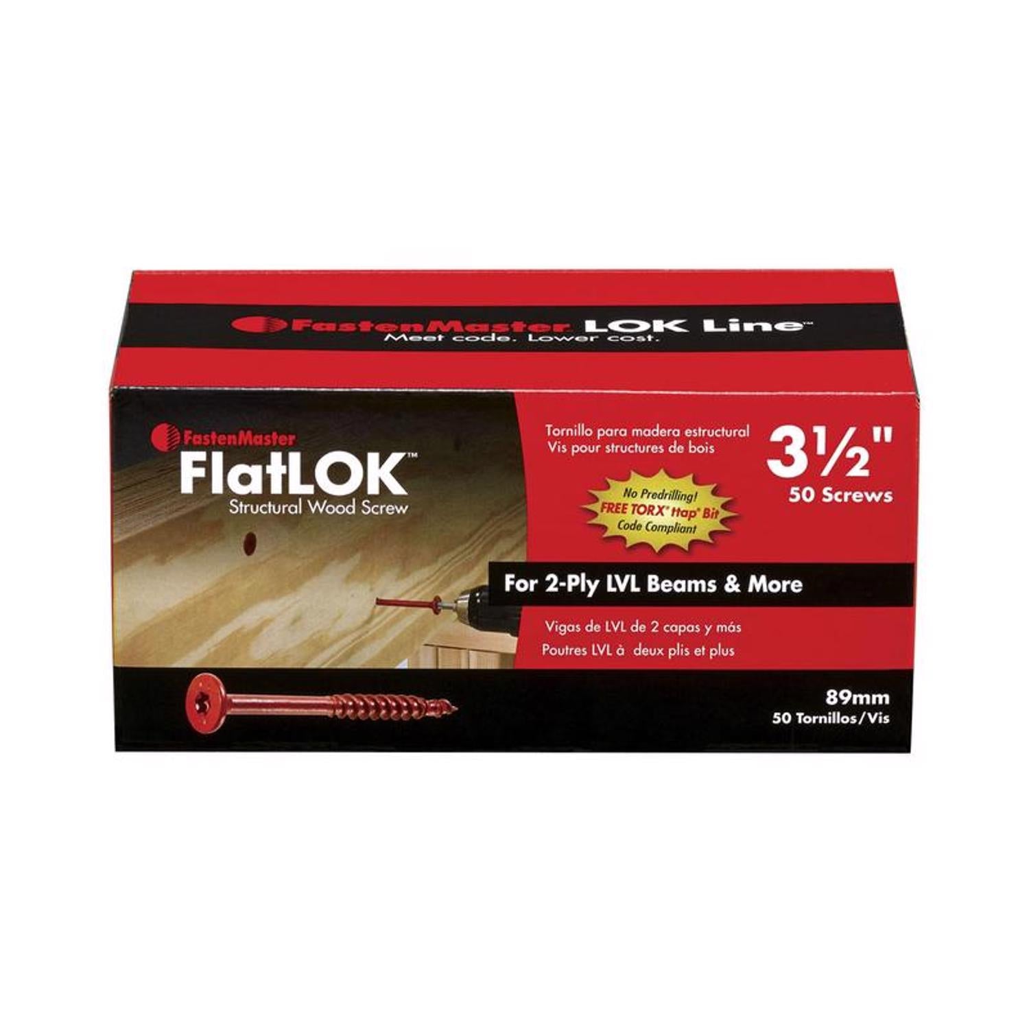 FastenMaster FlatLok No. 14 X 3-1/2 in. L Torx Ttap Epoxy Coarse Wood Screws 50 pk