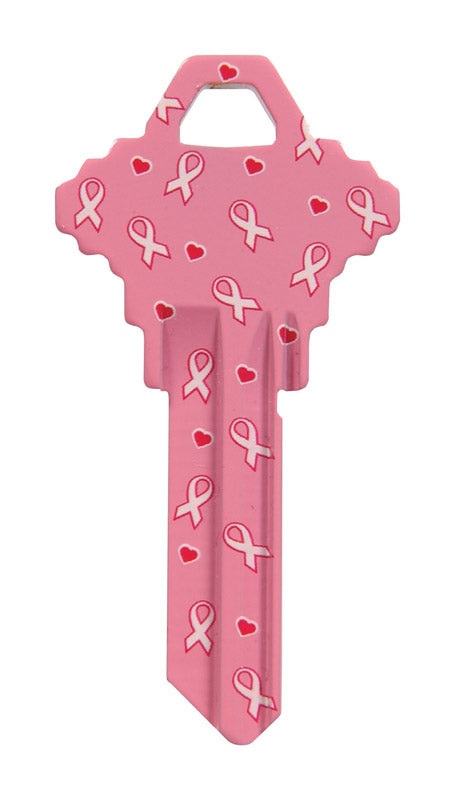 HILLMAN - Hillman Breast Cancer Awareness Pink Breast Cancer Ribbon House/Office Universal Key Blank Single - Case of 6