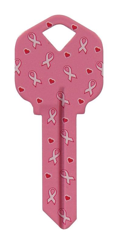 HILLMAN - Hillman Breast Cancer Awareness Pink Ribbon House/Office Key Blank Single For Universal - Case of 6