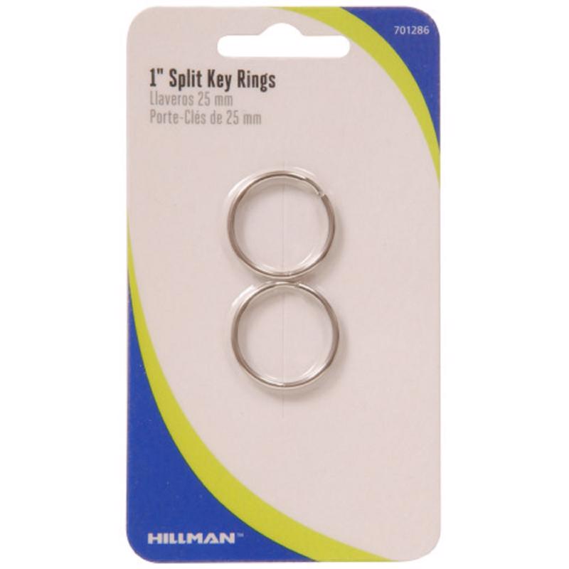 HILLMAN - Hillman 1 in. D Tempered Steel Silver Split Rings/Cable Rings Key Ring [701286]