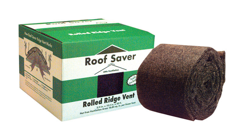 ROOF SAVER - Roof Saver 0.75 in. H X 10.5 in. W X 20 ft. L Fiber/Polyester Rolled Ridge Vent