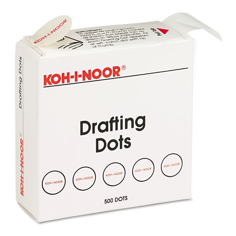Koh-I-Noor - Adhesive Drafting Dots, 0.88" dia, Dries Clear, 500/Box