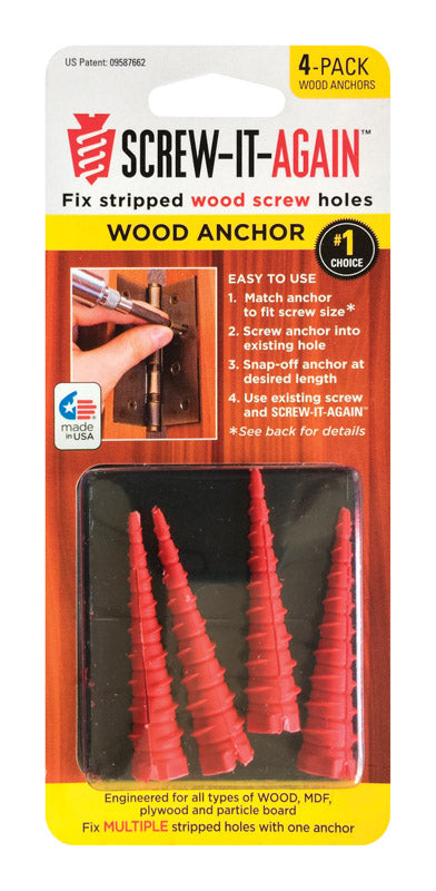 SCREW-IT-AGAIN - Screw-it-Again 1/4 in. D X 1 in. L Polypropylene Hex Head Wood Anchor 4 pk