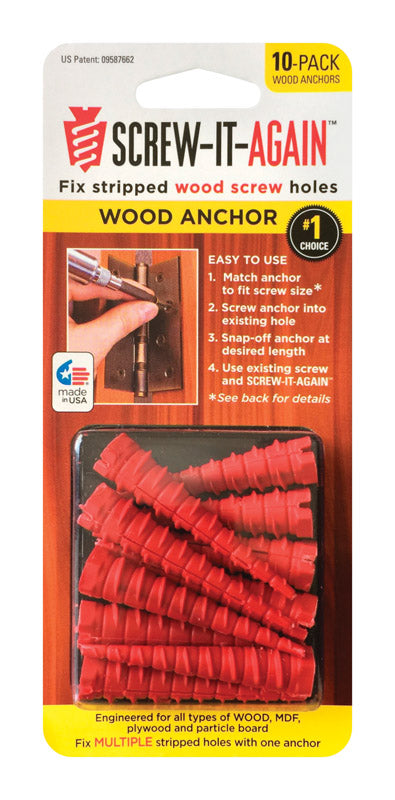 SCREW-IT-AGAIN - Screw-it-Again 1/4 in. D X 1 in. L Polypropylene Hex Head Wood Anchor 10 pk