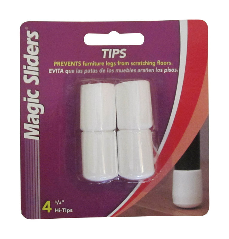MAGIC SLIDERS - Magic Sliders Vinyl Leg Tip White Round 3/4 in. W 4 pk