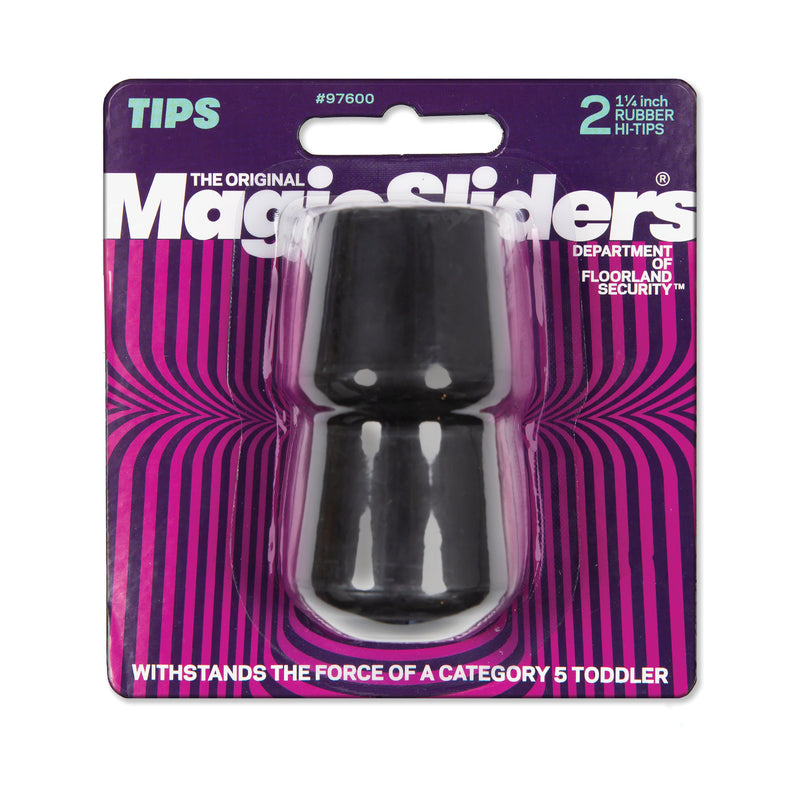 MAGIC SLIDERS - Magic Sliders Rubber Leg Tip Black Round 1-1/4 in. W 2 pk