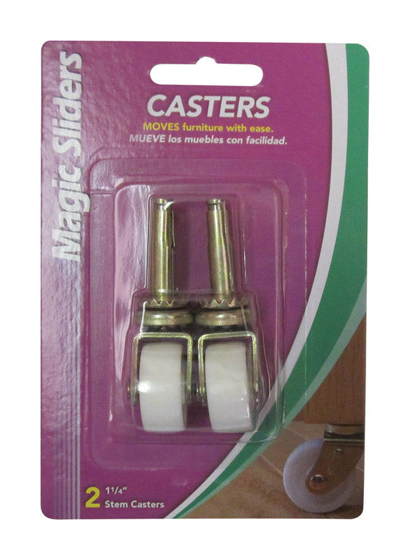 MAGIC SLIDERS - Magic Sliders 1-1/4 in. D Plastic Caster with Stem 40 lb 2 pk - Case of 4