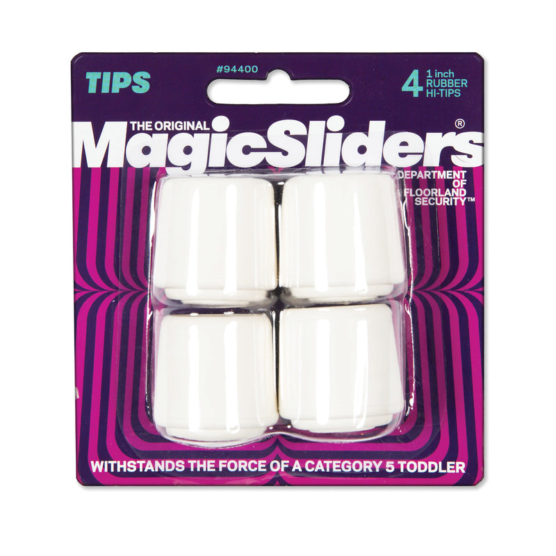 MAGIC SLIDERS - Magic Sliders Rubber Leg Tip White Round 1 in. W 4 pk - Case of 6
