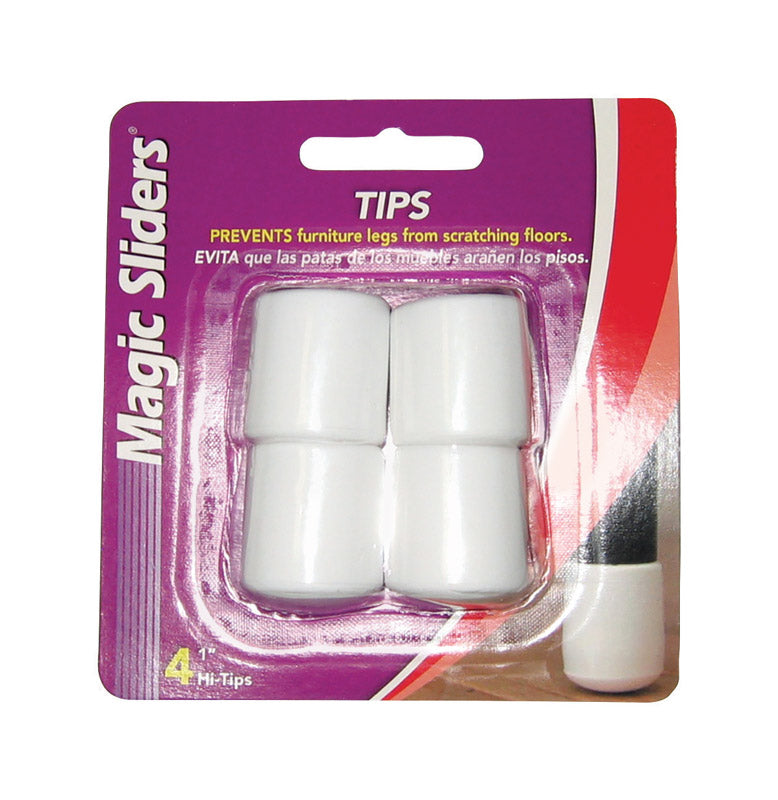 MAGIC SLIDERS - Magic Sliders Vinyl Leg Tip White Round 1 in. W 4 pk