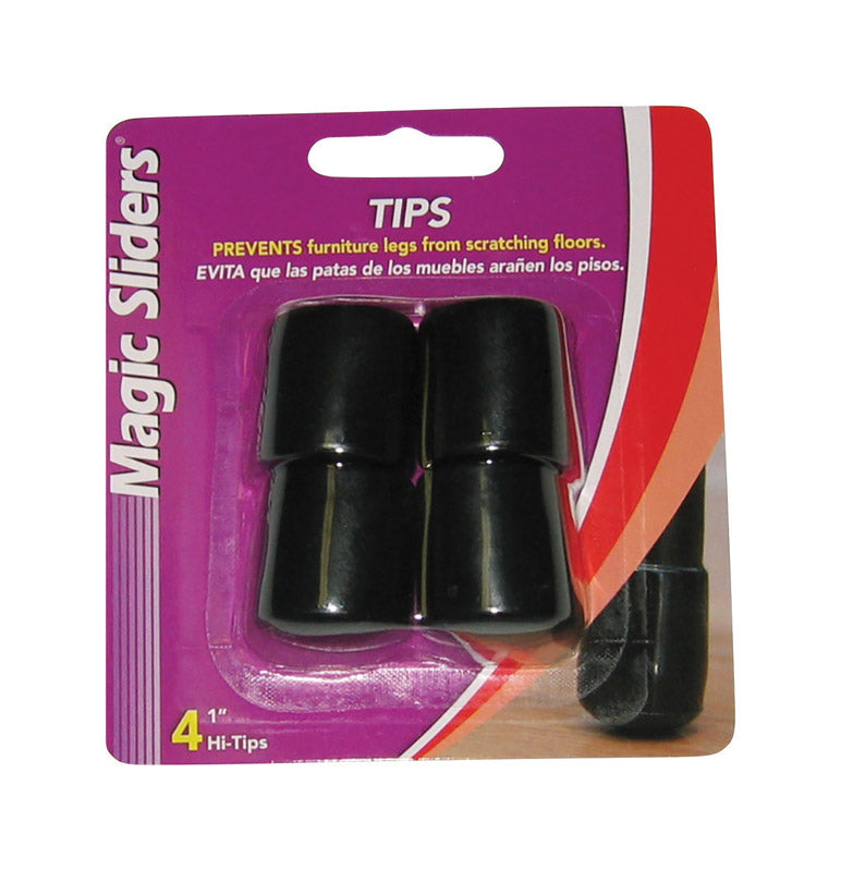 MAGIC SLIDERS - Magic Sliders Vinyl Leg Tip Black Round 1 in. W 4 pk